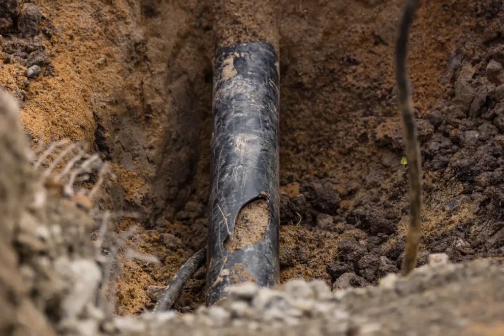 Warning signs of sewer line damage: cracks, water pooling, and ground settling in yard