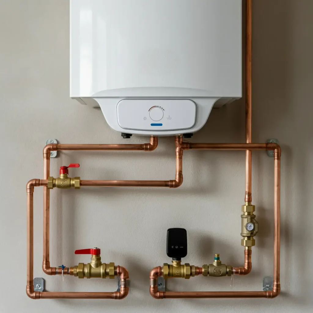 New water heater installation, a key plumbing upgrade to increase home value and efficiency.