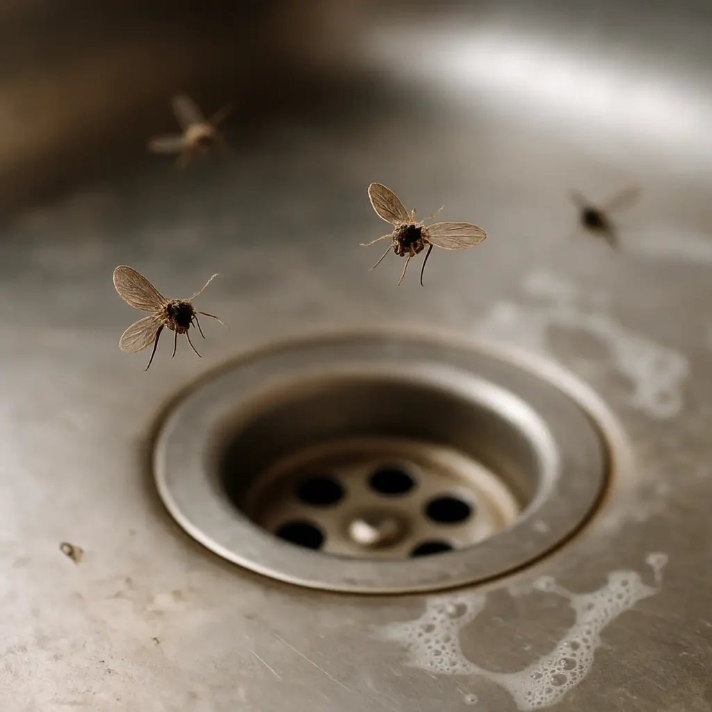 How to get rid of drain flies - small sewer flies hovering around bathroom drain