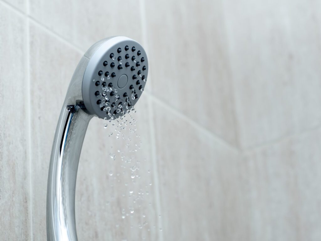 low water pressure in the shower from clogged showerhead