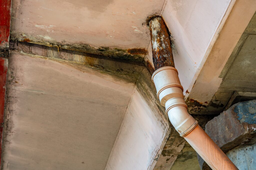 Damp drywall caused by hidden plumbing leak