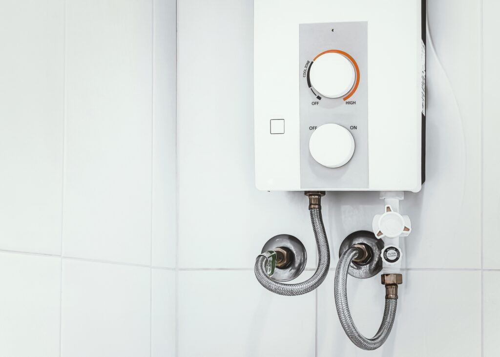 Tankless water heater installed in a Sevierville home utility room