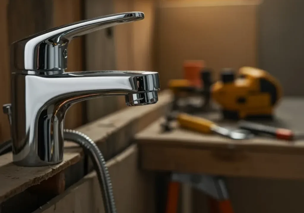 Chrome faucet installation - key factor in bathroom remodel costs