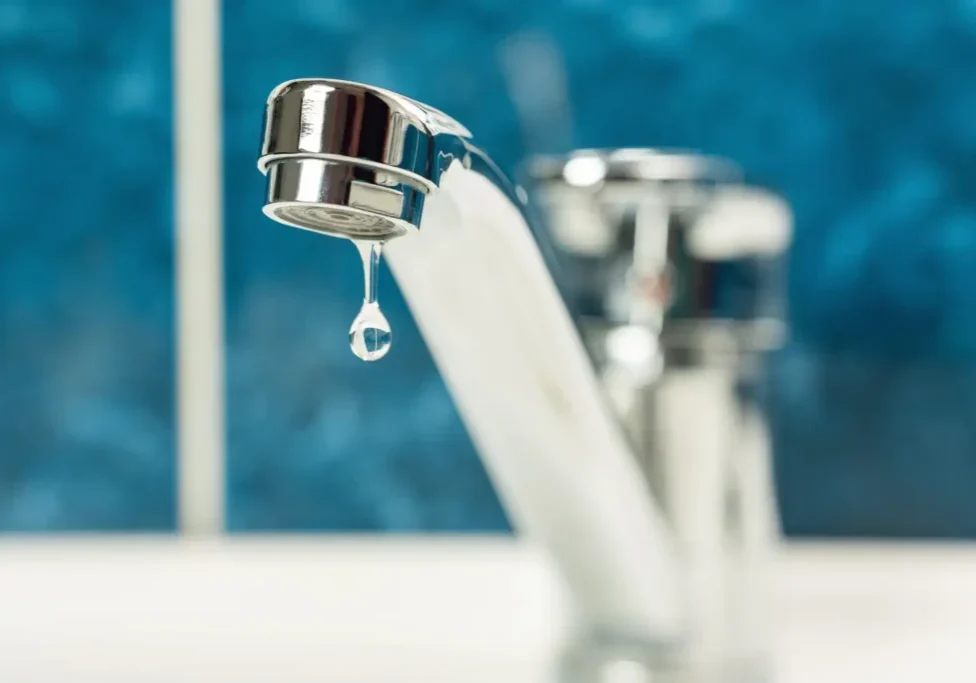 Close-up of leaking faucet