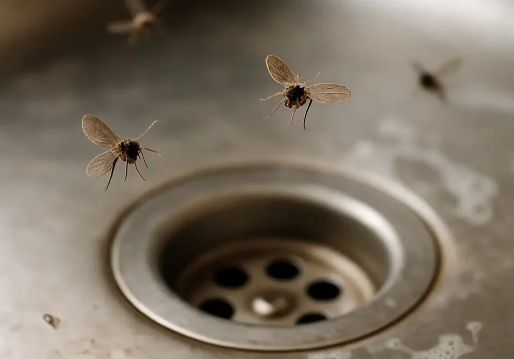 How to get rid of drain flies - small sewer flies hovering around bathroom drain