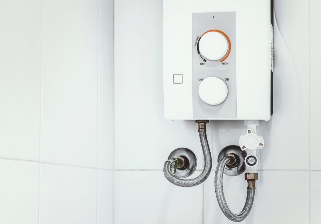 Tankless water heater installed in a Sevierville home utility room