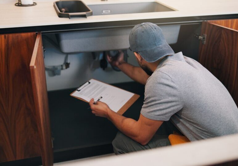 Plumber in Gatlinburg checking pipes, drains, and water heater connections
